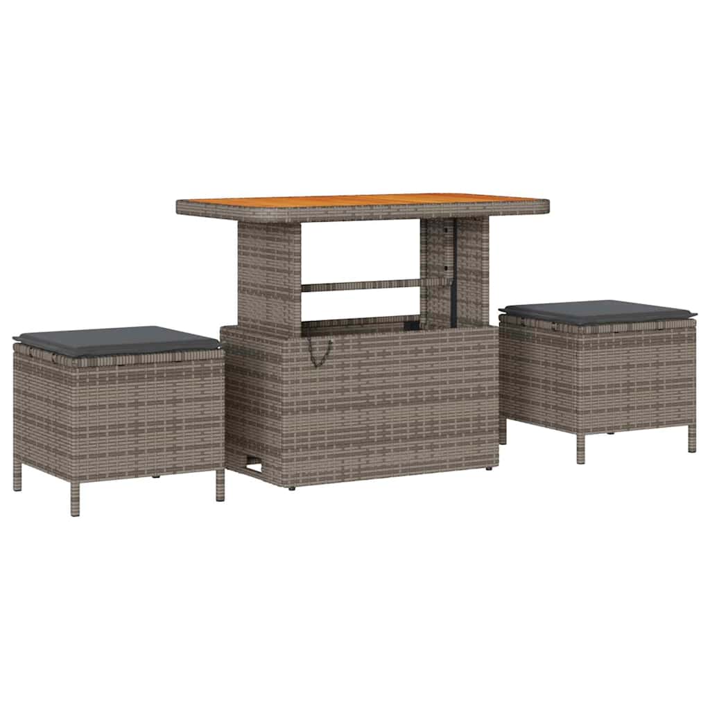 Garten-Sofa-Set mit Kissen mit Speicher Grau Poly Rattan